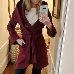 Burgundy Shawl Wrap Coat